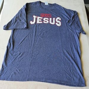 Team Jesus Graphic T-shirt Blue Size 2XL Unisex